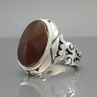 انگشتر نقره مردانه عقیق یمنی الماس تراش کد S106731