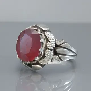 انگشتر نقره مردانه یاقوت سرخ کد S106744