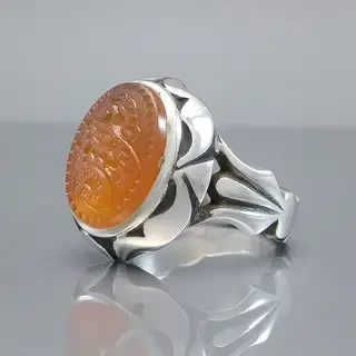 انگشتر نقره مردانه عقیق یمنی خطی کد S106748