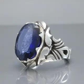 انگشتر نقره مردانه یاقوت کبود سنتاتیک کد S106752