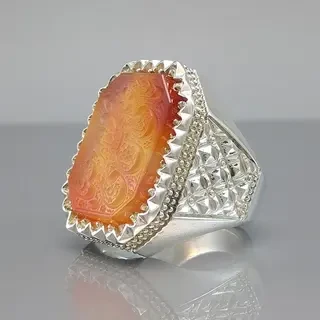 انگشتر نقره مردانه عقیق یمنی خطی کد S107242