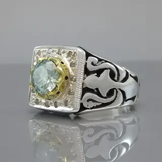 انگشتر نقره مردانه موزنایت (الماس روسی) کد S107247