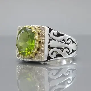 انگشتر نقره مردانه زبرجد کد S107249