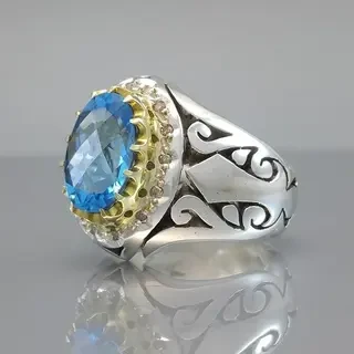 انگشتر نقره مردانه توپاز یوئیسی کد S107254