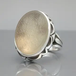 انگشتر نقره مردانه عقیق یمنی نباتی خطی کد S108310