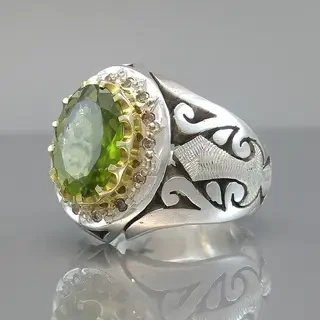 انگشتر نقره مردانه زبرجد کد S108311