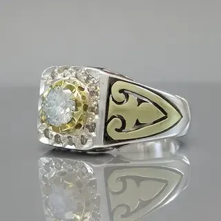 انگشتر نقره مردانه موزنایت (الماس روسی) کد S108315