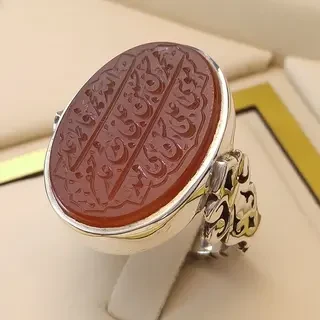 انگشتر نقره مردانه عقیق یمنی سرخ خطی کد S122493