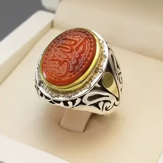 انگشتر نقره مردانه عقیق یمنی خطی کد S123360