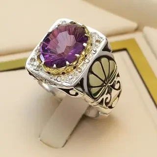 انگشتر نقره مردانه نگین آمیتیست کد S127883