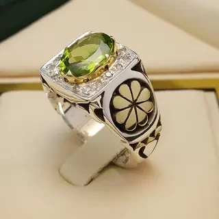 انگشتر نقره مردانه زبرجد کد S128435