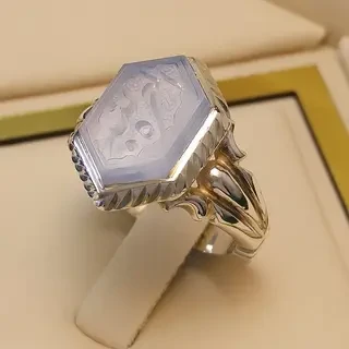 انگشتر نقره مردانه عقیق یمنی کبود خطی کد S129007