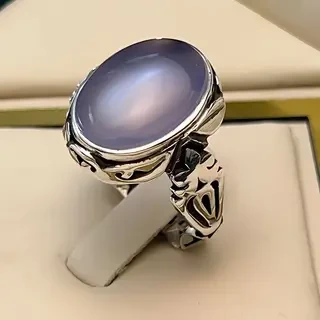 انگشتر نقره مردانه عقیق یمنی کبود کد S129011