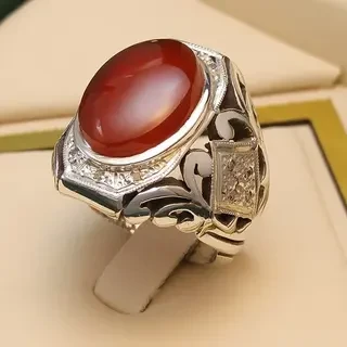 انگشتر نقره مردانه عقیق یمنی سرخ کد S129012