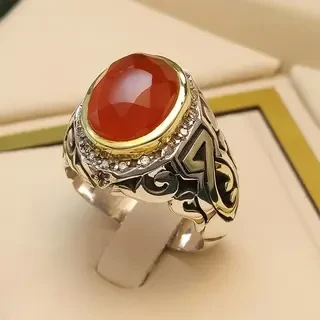 انگشتر نقره مردانه عقیق یمنی سرخ کد S129792