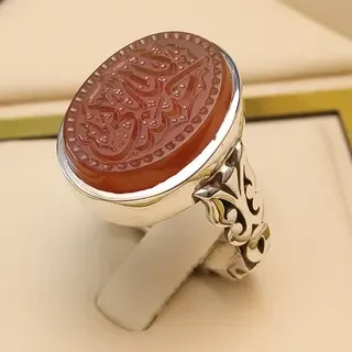 انگشتر نقره مردانه عقیق یمنی سرخ خطی کد S130460