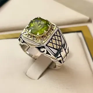 انگشتر نقره مردانه زبرجد کد S130967