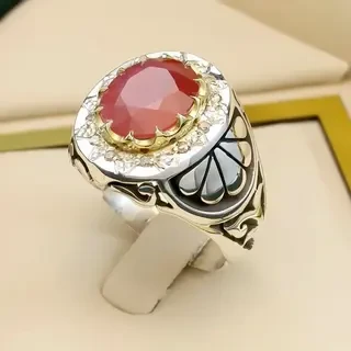انگشتر نقره مردانه یاقوت سرخ آفریقایی کد S133151
