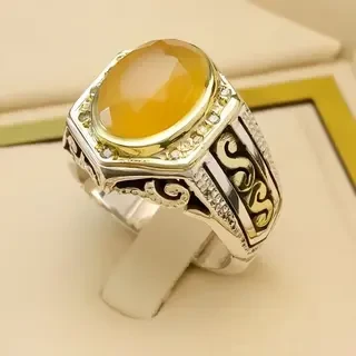 انگشتر نقره مردانه عقیق یمنی پرتقالی کد S133152