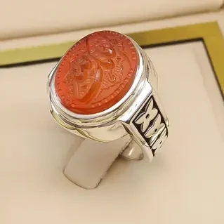 انگشتر نقره مردانه عقیق یمنی خطی کد S133162