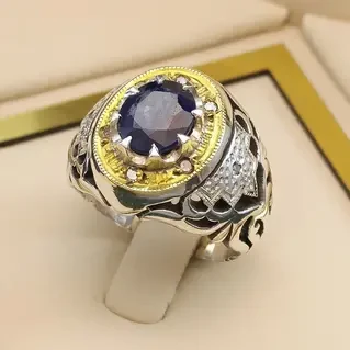 انگشتر نقره مردانه یاقوت کبود کد S133169