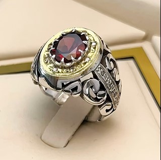 انگشتر نقره مردانه گارنت کد S133170