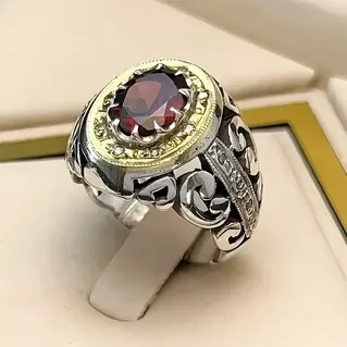 انگشتر نقره مردانه گارنت کد S133170