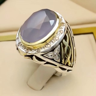 انگشتر نقره مردانه عقیق یمنی کبود کد S133171
