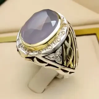 انگشتر نقره مردانه عقیق یمنی کبود کد S133171