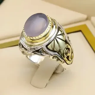 انگشتر نقره مردانه عقیق یمنی کبود کد S133172