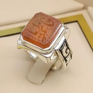 انگشتر نقره مردانه عقیق یمنی خطی کد S133174