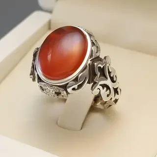 انگشتر نقره مردانه عقیق یمنی سرخ کد S135193