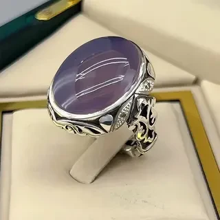 انگشتر نقره مردانه عقیق یمنی کبود کد S136323