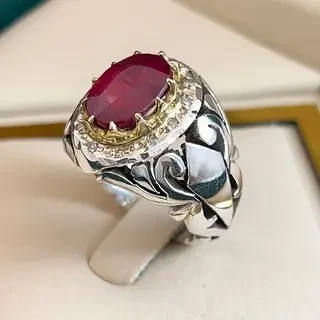 انگشتر نقره مردانه یاقوت سرخ کد S138016