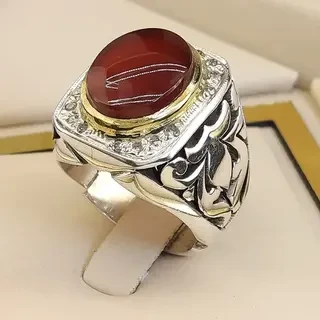 انگشتر نقره مردانه عقیق یمنی سرخ کد S142226