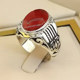 انگشتر نقره مردانه عقیق یمنی سرخ کد S142234