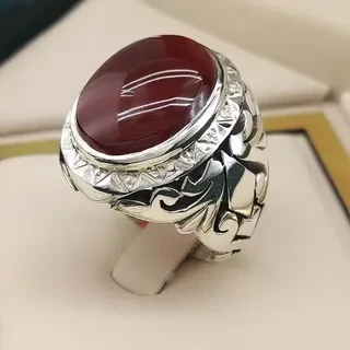 انگشتر نقره مردانه عقیق یمنی سرخ کد S142240