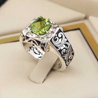 انگشتر نقره مردانه زبرجد کد S142242