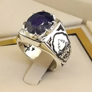 انگشتر نقره مردانه یاقوت کبود کد S142246