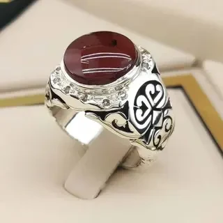 انگشتر نقره مردانه عقیق یمنی سرخ کد S142247