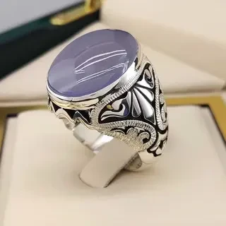 انگشتر نقره مردانه عقیق یمنی کبود کد S145251