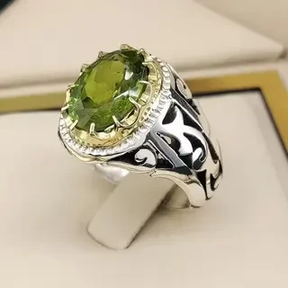 انگشتر نقره مردانه زبرجد کد S145252