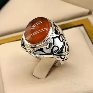 انگشتر نقره مردانه عقیق یمنی سرخ کد S149247