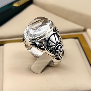 انگشتر نقره مردانه دُرّ نجف الماس تراش کد S149251