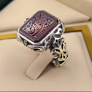 انگشتر نقره مردانه عقیق یمنی سرخ خطی کد S149253