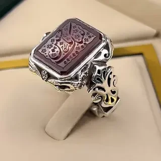 انگشتر نقره مردانه عقیق یمنی سرخ خطی کد S149253