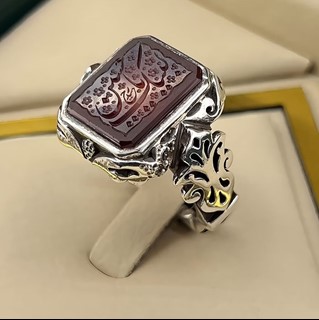انگشتر نقره مردانه عقیق یمنی سرخ خطی کد S149253