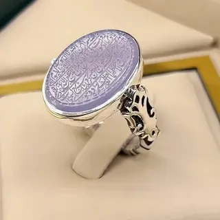 انگشتر نقره مردانه عقیق یمنی کبود خطی کد S149255