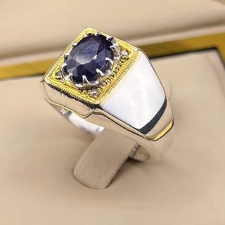 انگشتر نقره مردانه یاقوت کبود کد S149256