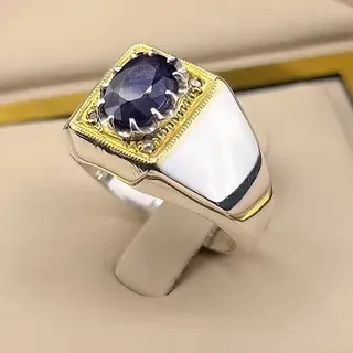 انگشتر نقره مردانه یاقوت کبود کد S149256